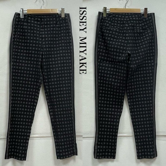 イッセイミヤケハート ISSEY MIYAKE Haat パンツ ワークパンツ、ペインターパンツ チェック柄 パンツ ストレッチ ジッパーフライ 3 チェック チャコールグレー / チャコールグレー / X 黒 / ブラック / black レディース USED 古着 中古 50155199