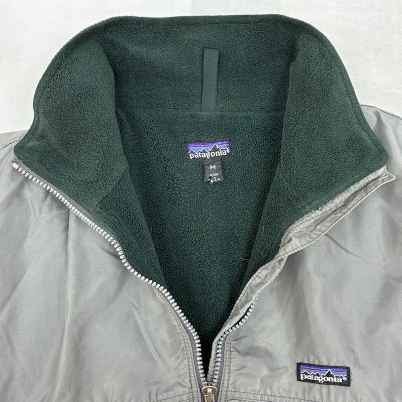 パタゴニア patagonia ジャケット、上着 ジャンパー、ブルゾン 90s USA製 シェルド シンチラ ジャケット フリース ライナー オールド ヴィンテージ M ワンポイント X ロゴ、文字 灰 / グレー / gray X 緑 / グリーン / green メンズ USED 古着 中古 50155215