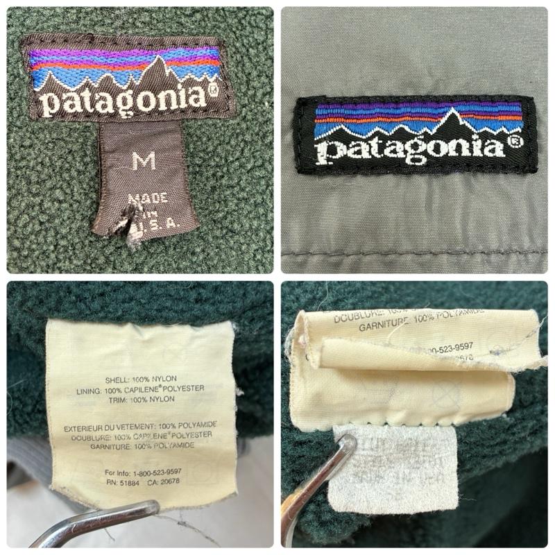 パタゴニア patagonia ジャケット、上着 ジャンパー、ブルゾン 90s USA製 シェルド シンチラ ジャケット フリース ライナー オールド ヴィンテージ M ワンポイント X ロゴ、文字 灰 / グレー / gray X 緑 / グリーン / green メンズ USED 古着 中古 50155215