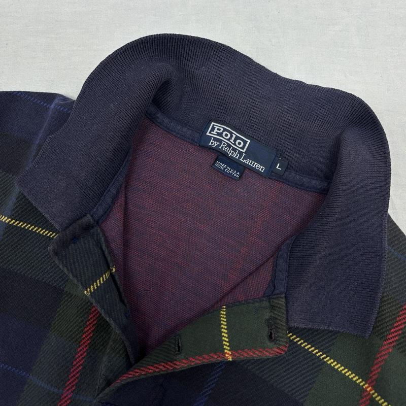 ポロバイラルフローレン Polo by RALPH LAUREN ポロシャツ 長袖 90年代 ビンテージ USA製 チェック 長袖 ポロシャツ 90s VINTAGE L チェック メンズ USED 古着 中古 50155224