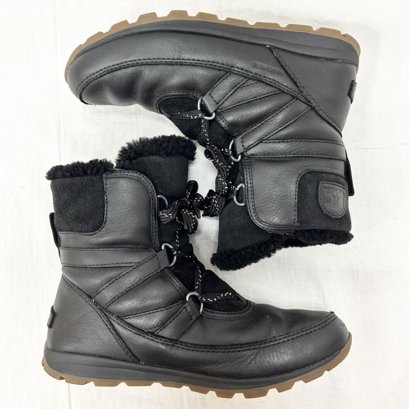 ソレル SOREL アウトドアシューズ アウトドアシューズ WHITNEY SHORT LACE PREMIUM オールレザー スノーブーツ ウィンターブーツ black US8/25cm US：8 無地 黒 / ブラック / black レディース USED 古着 中古 50155229