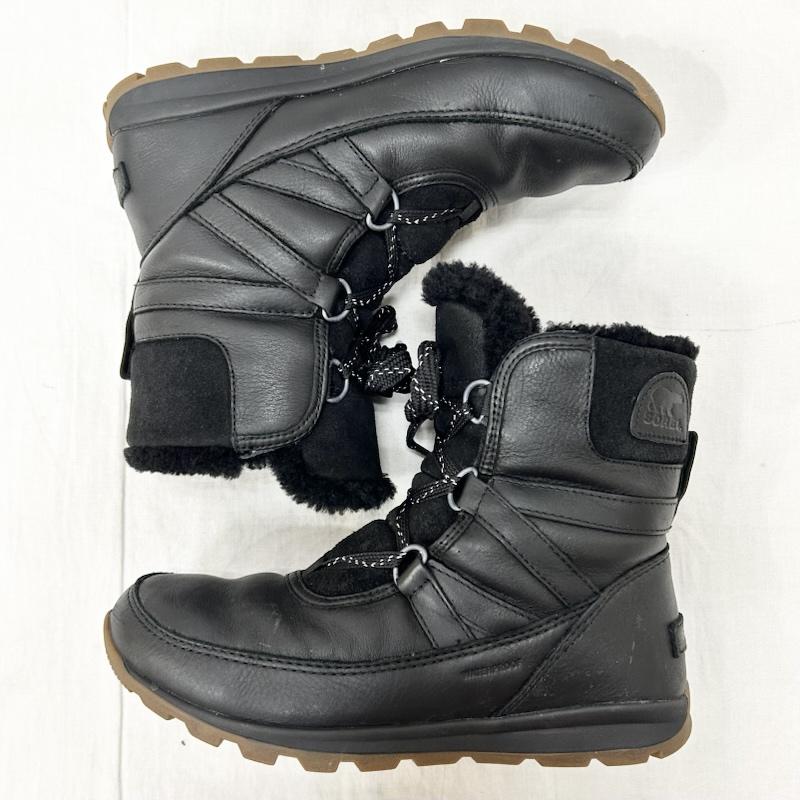 ソレル SOREL アウトドアシューズ アウトドアシューズ WHITNEY SHORT LACE PREMIUM オールレザー スノーブーツ ウィンターブーツ black US8/25cm US：8 無地 黒 / ブラック / black レディース USED 古着 中古 50155229