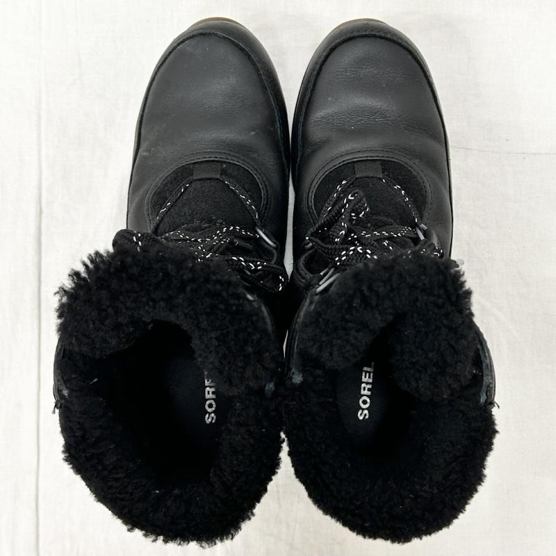 ソレル SOREL アウトドアシューズ アウトドアシューズ WHITNEY SHORT LACE PREMIUM オールレザー スノーブーツ ウィンターブーツ black US8/25cm US：8 無地 黒 / ブラック / black レディース USED 古着 中古 50155229