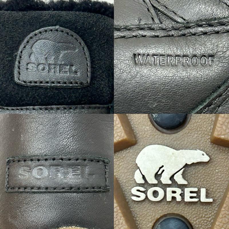 ソレル SOREL アウトドアシューズ アウトドアシューズ WHITNEY SHORT LACE PREMIUM オールレザー スノーブーツ ウィンターブーツ black US8/25cm US：8 無地 黒 / ブラック / black レディース USED 古着 中古 50155229