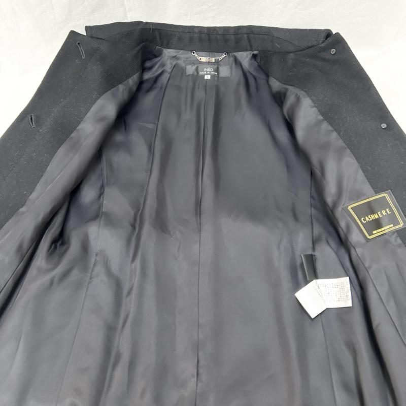 イネド INED コート コート一般 カシミヤ100％ シンプルロングコート ベルト付き 9号 9号 無地 黒 / ブラック / black レディース USED 古着 中古 50155270