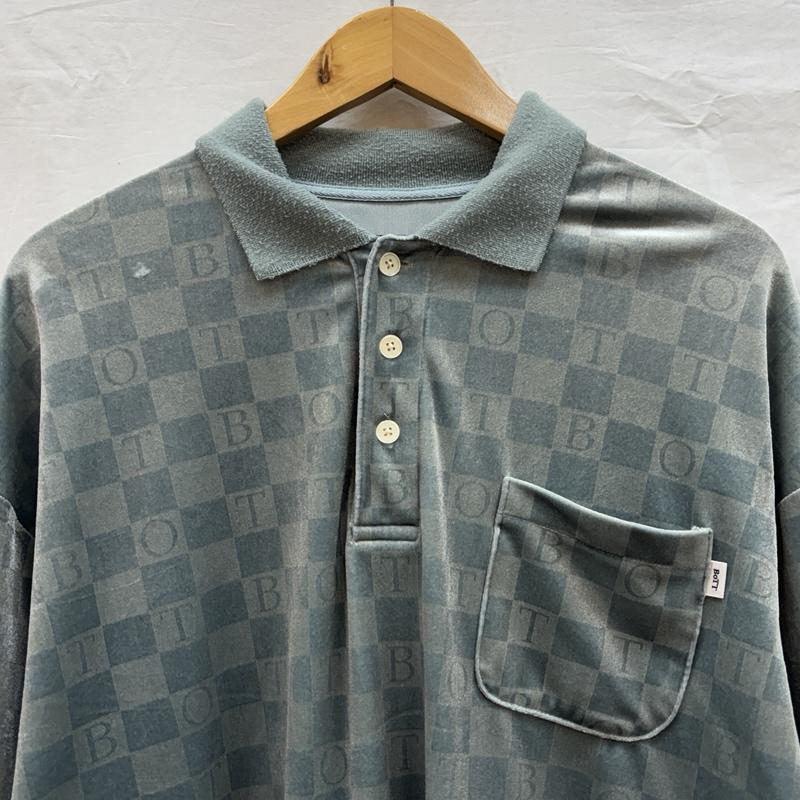 古着 USED ポロシャツ 長袖 BOTT ボット チェッカーボード ベロア 長袖 ポロシャツ L チェック メンズ USED 古着 中古 50155303
