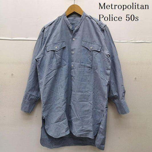 ヴィンテージ VINTAGE シャツ、ブラウス 長袖 50s 60s メトロポリタン ポリス ハケメ シャツ 青 / ブルー / blue メンズ USED 古着 中古 50155309