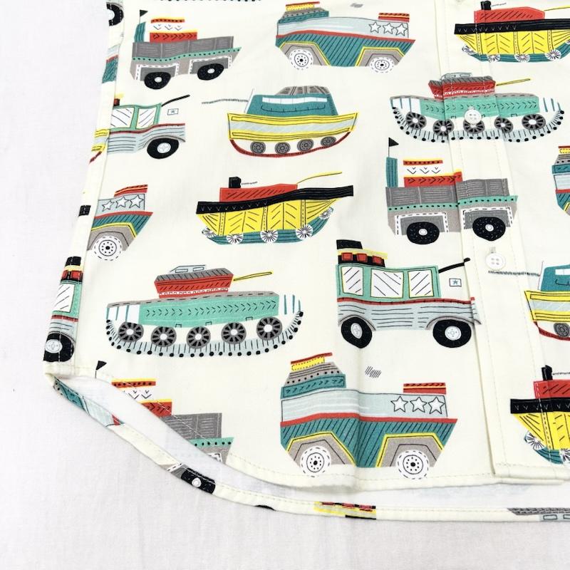 コムデギャルソンオム COMME des GARCONS HOMME シャツ、ブラウス 長袖 切替デザイン 長袖シャツ 潜水艦 車 戦車 船 プリント シャンブレー S 無地 X  水色 / ライトブルー / X ナチュラル / ナチュラル / メンズ USED 古着 中古 50155317