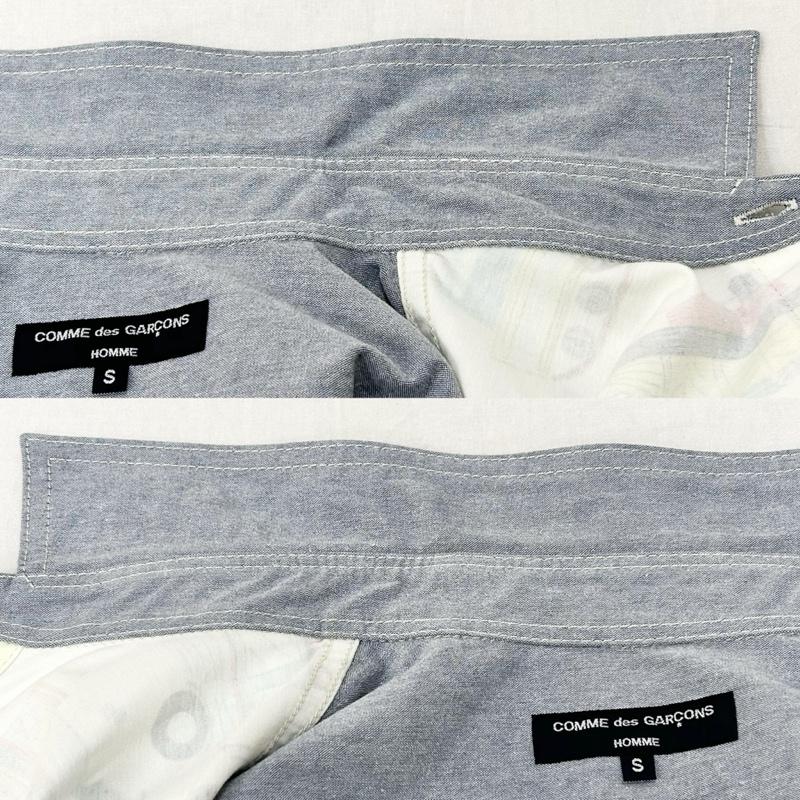 コムデギャルソンオム COMME des GARCONS HOMME シャツ、ブラウス 長袖 切替デザイン 長袖シャツ 潜水艦 車 戦車 船 プリント シャンブレー S 無地 X  水色 / ライトブルー / X ナチュラル / ナチュラル / メンズ USED 古着 中古 50155317