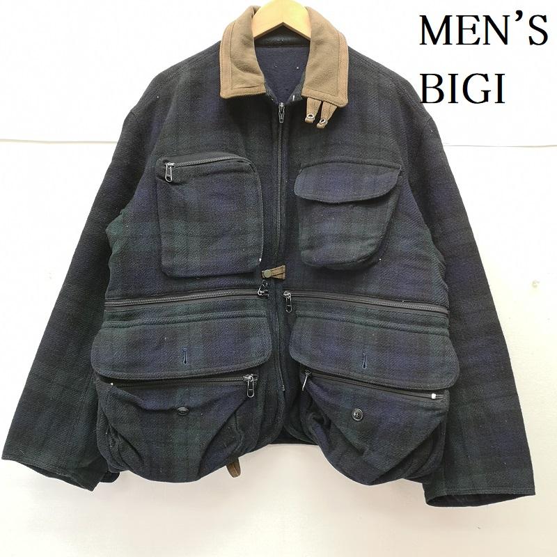 メンズビギ MEN S BIGI ジャケット、上着 ジャンパー、ブルゾン 90s Wool Fishing ハンティング フィッシング ジャケット 黒 / ブラック / black X 青 / ブルー / blue X 緑 / グリーン / green メンズ USED 古着 中古 50155330