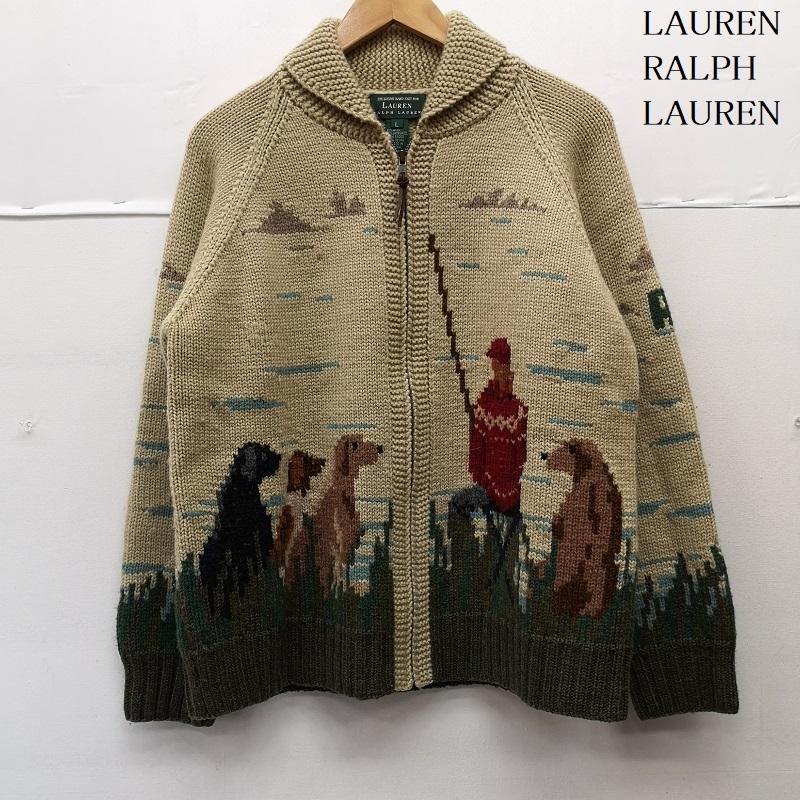 ローレンラルフローレン LAUREN RALPH LAUREN ジャケット、上着 ジャンパー、ブルゾン 90s 風景画 フィッシング ショールカラー カウチン ニット ジャケット L ベージュ / ベージュ / beige メンズ USED 古着 中古 50155342