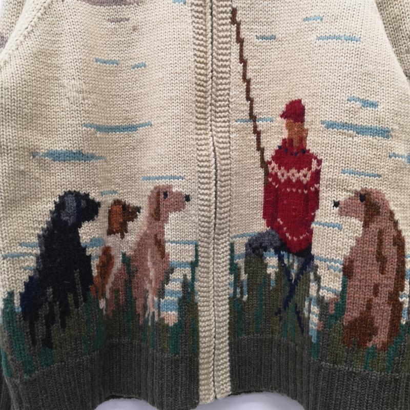 ローレンラルフローレン LAUREN RALPH LAUREN ジャケット、上着 ジャンパー、ブルゾン 90s 風景画 フィッシング ショールカラー カウチン ニット ジャケット L ベージュ / ベージュ / beige メンズ USED 古着 中古 50155342
