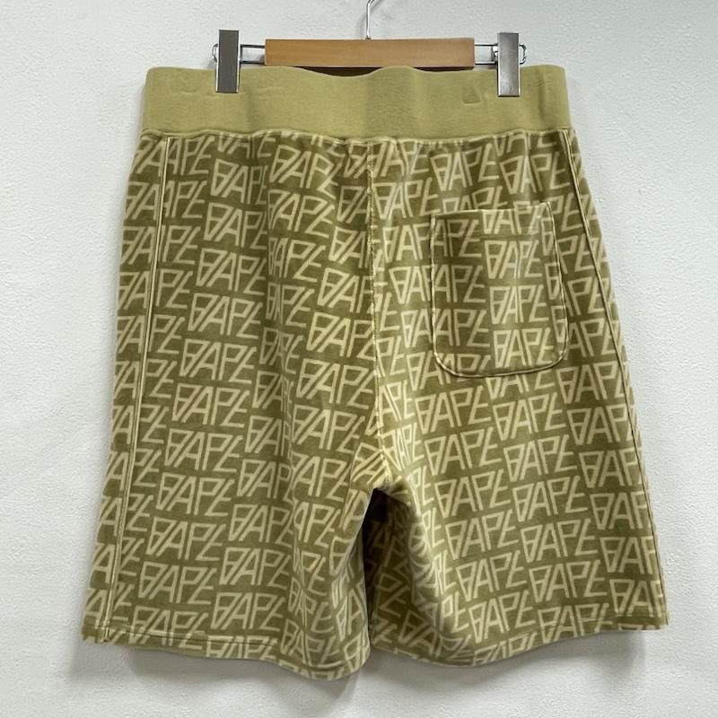 アベイシングエイプ A BATHING APE パンツ ショートパンツ BAPE ロゴ パターン モノグラム ベロア ショーツ ショートパンツ 総柄 ハーフパンツ L ロゴ、文字 X 総柄 X 刺繍 オリーブグリーン / オリーブグリーン / メンズ USED 古着 中古 50155354