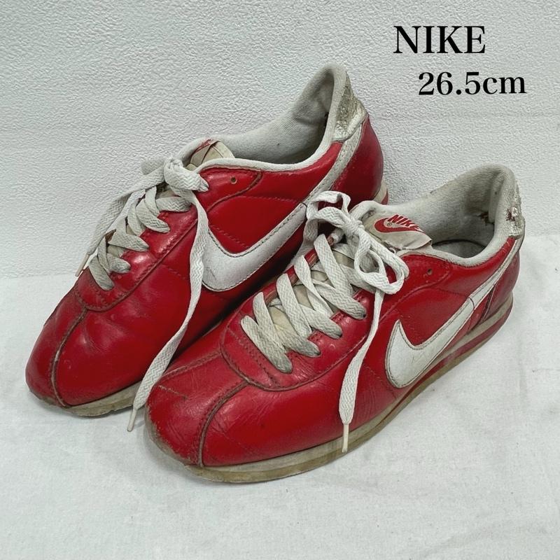 ナイキ NIKE スニーカー スニーカー 鑑賞用 90s オール レザー コルテッツ ローカット スニーカー 102011 611 ヴィンテージ 26.5cm ロゴ、文字 赤 / レッド / red X 白 / ホワイト / white メンズ USED 古着 中古 50155356