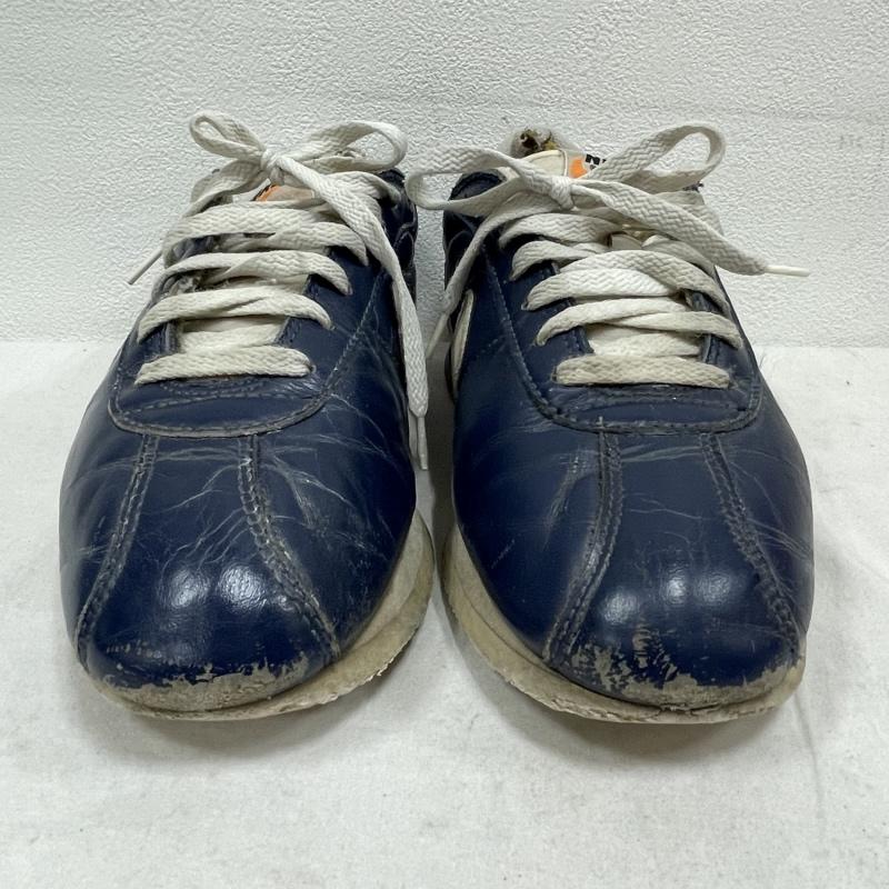 ナイキ NIKE スニーカー スニーカー 鑑賞用 90s オール レザー コルテッツ ローカット スニーカー 902008 411 ヴィンテージ 27.0cm ロゴ、文字 紺 / ネイビー / navy X 白 / ホワイト / white メンズ USED 古着 中古 50155358