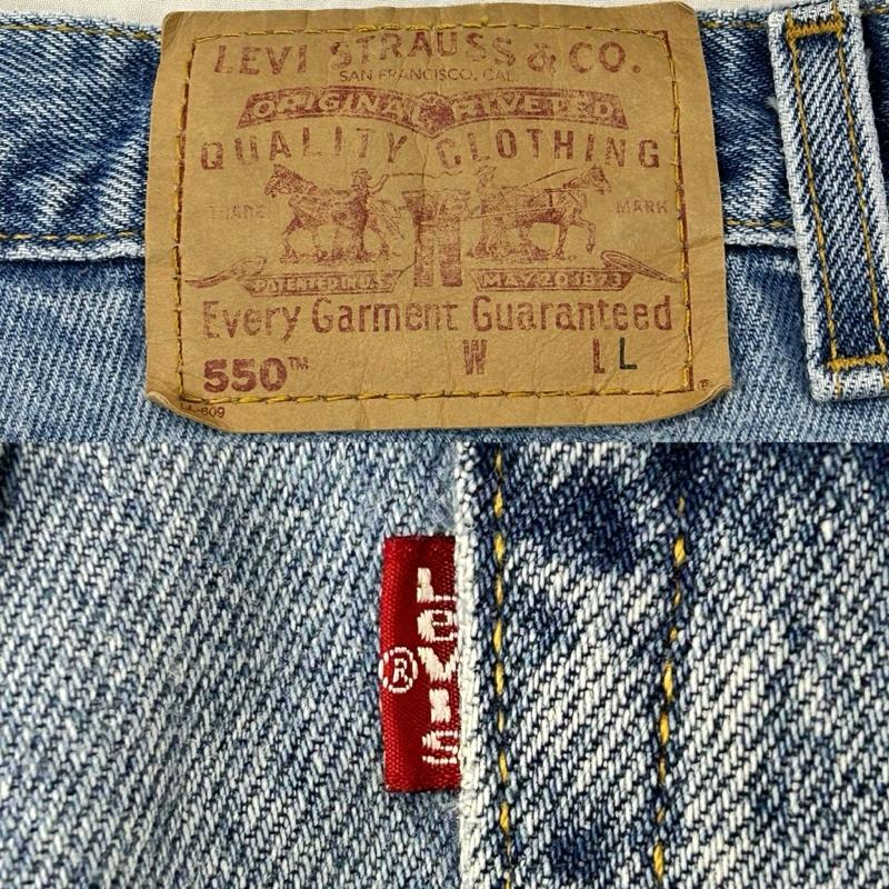リーバイス Levi s パンツ デニム、ジーンズ 550 ジッパーフライ リラックスフィット ジーンズ Gパン デニム メキシコ製 - 無地 青 / ブルー / blue X 水色 / ライトブルー / メンズ USED 古着 中古 50155359