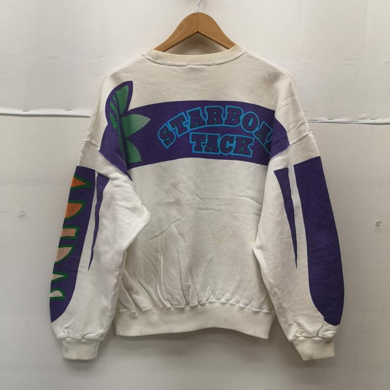 アディダス adidas トレーナー 長袖 90s ビッグロゴ オーバー プリント スウェット L 白 / ホワイト / white メンズ USED 古着 中古 50155363