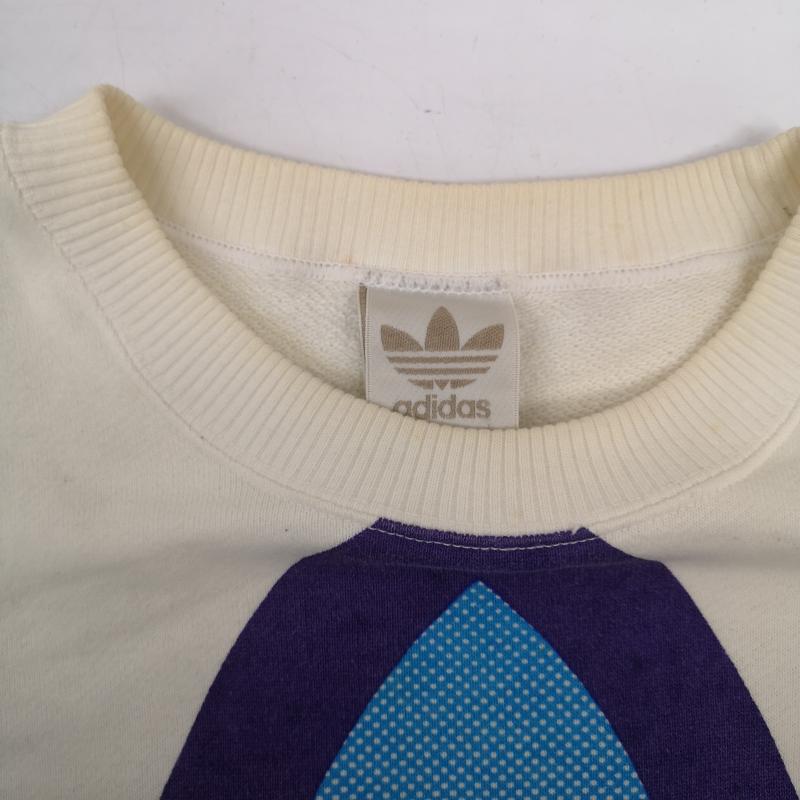 アディダス adidas トレーナー 長袖 90s ビッグロゴ オーバー プリント スウェット L 白 / ホワイト / white メンズ USED 古着 中古 50155363