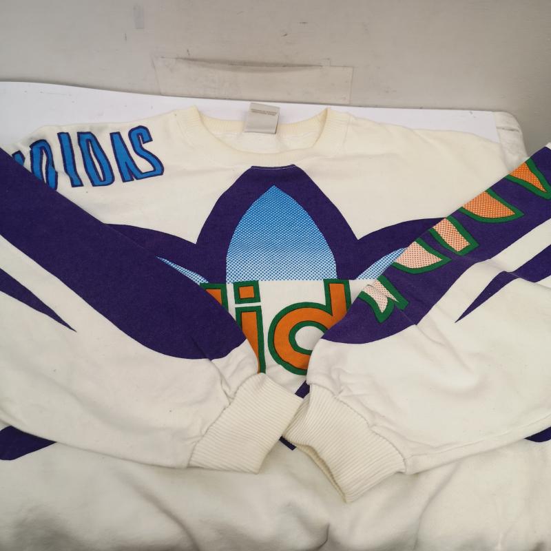 アディダス adidas トレーナー 長袖 90s ビッグロゴ オーバー プリント スウェット L 白 / ホワイト / white メンズ USED 古着 中古 50155363