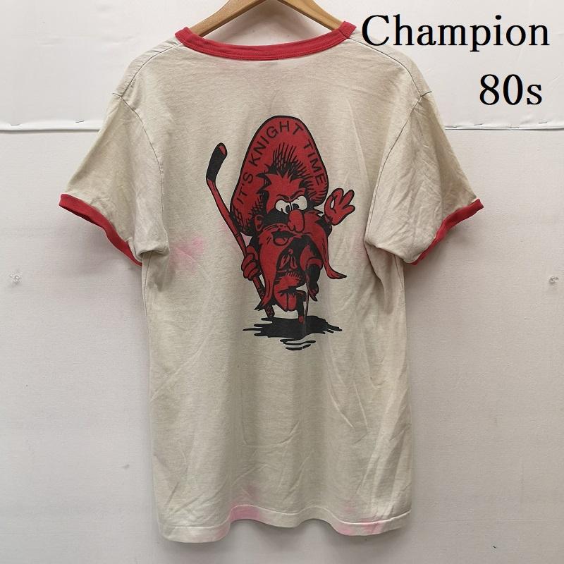 チャンピオン Champion Tシャツ 半袖 80s トリコタグ Raider Red リンガー Tシャツ XL メンズ USED 古着 中古 50155367