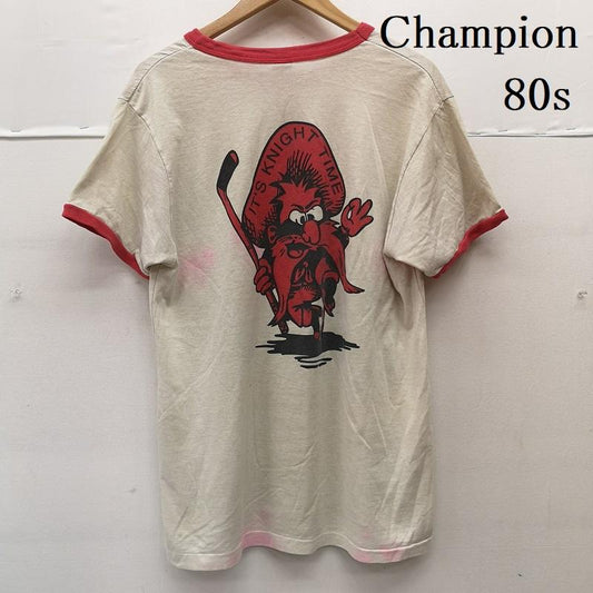 チャンピオン Champion Tシャツ 半袖 80s トリコタグ Raider Red リンガー Tシャツ XL メンズ USED 古着 中古 50155367