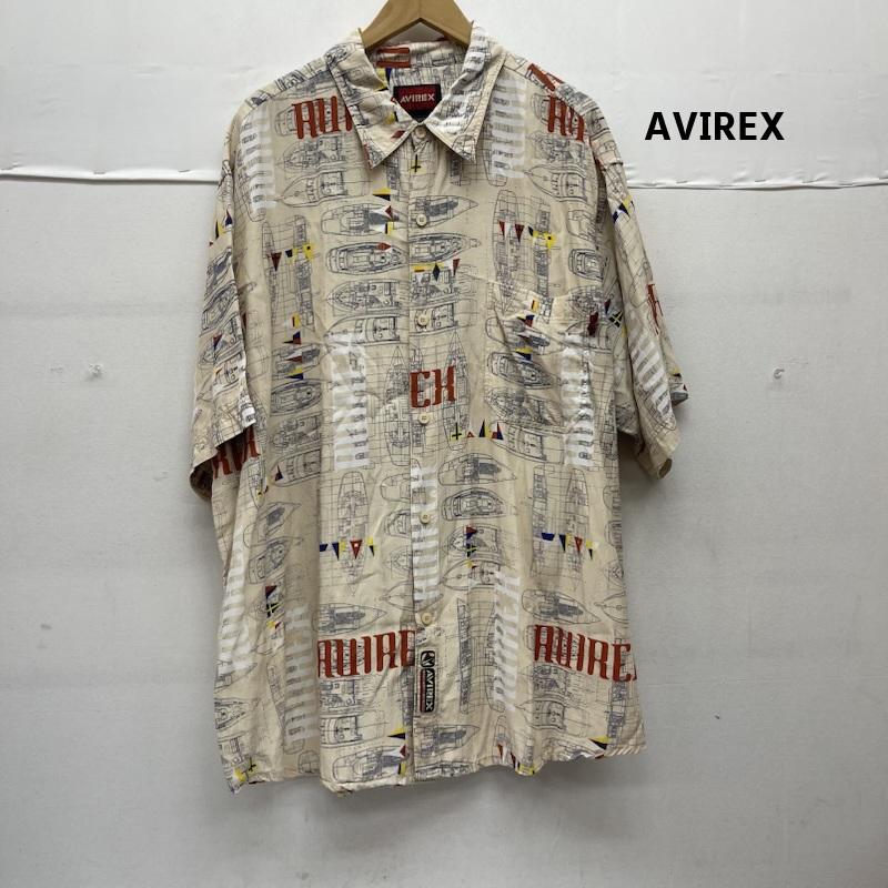 アヴィレックス AVIREX シャツ、ブラウス 半袖 総柄 グラフィック ミリタリー シャツ XXL ベージュ / ベージュ / beige メンズ USED 古着 中古 50155380