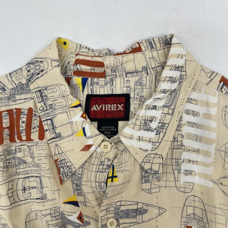 アヴィレックス AVIREX シャツ、ブラウス 半袖 総柄 グラフィック ミリタリー シャツ XXL ベージュ / ベージュ / beige メンズ USED 古着 中古 50155380