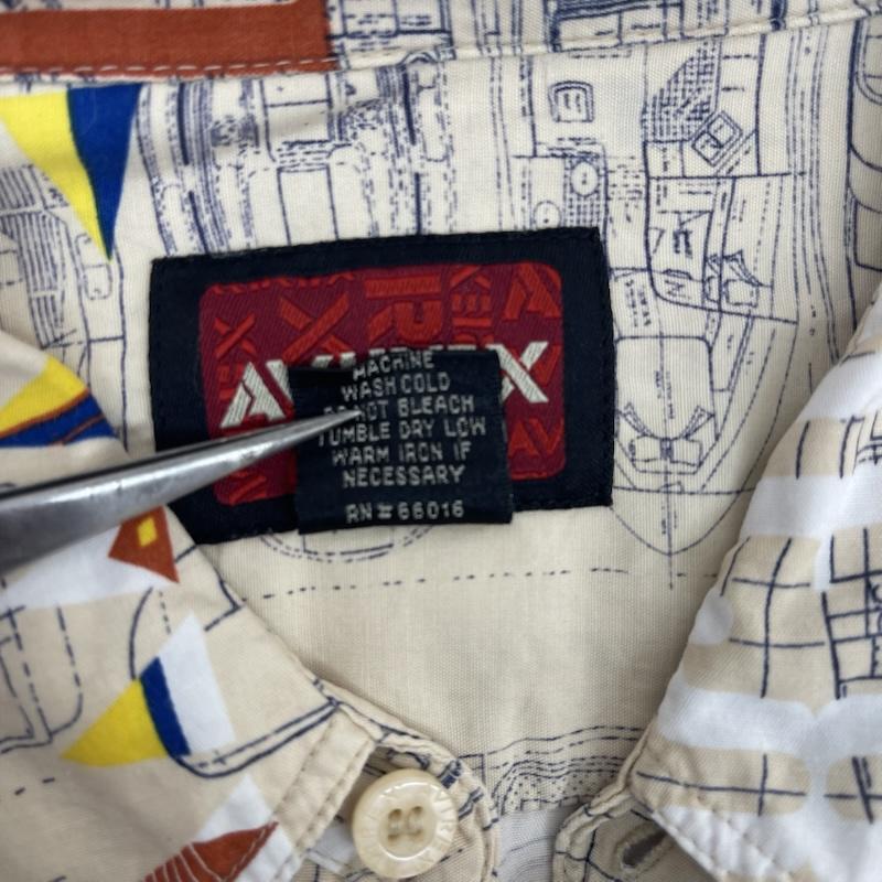 アヴィレックス AVIREX シャツ、ブラウス 半袖 総柄 グラフィック ミリタリー シャツ XXL ベージュ / ベージュ / beige メンズ USED 古着 中古 50155380