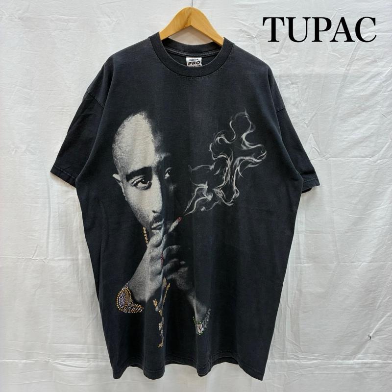 古着 USED Tシャツ 半袖 TUPAC 2PAC ラインストーン フォト プリント ヘヴィーウェイト Tシャツ 3XL - ロゴ、文字 X プリント チャコールグレー / チャコールグレー / メンズ USED 古着 中古 50155386