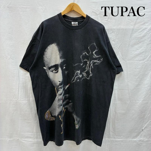 古着 USED Tシャツ 半袖 TUPAC 2PAC ラインストーン フォト プリント ヘヴィーウェイト Tシャツ 3XL - ロゴ、文字 X プリント チャコールグレー / チャコールグレー / メンズ USED 古着 中古 50155386