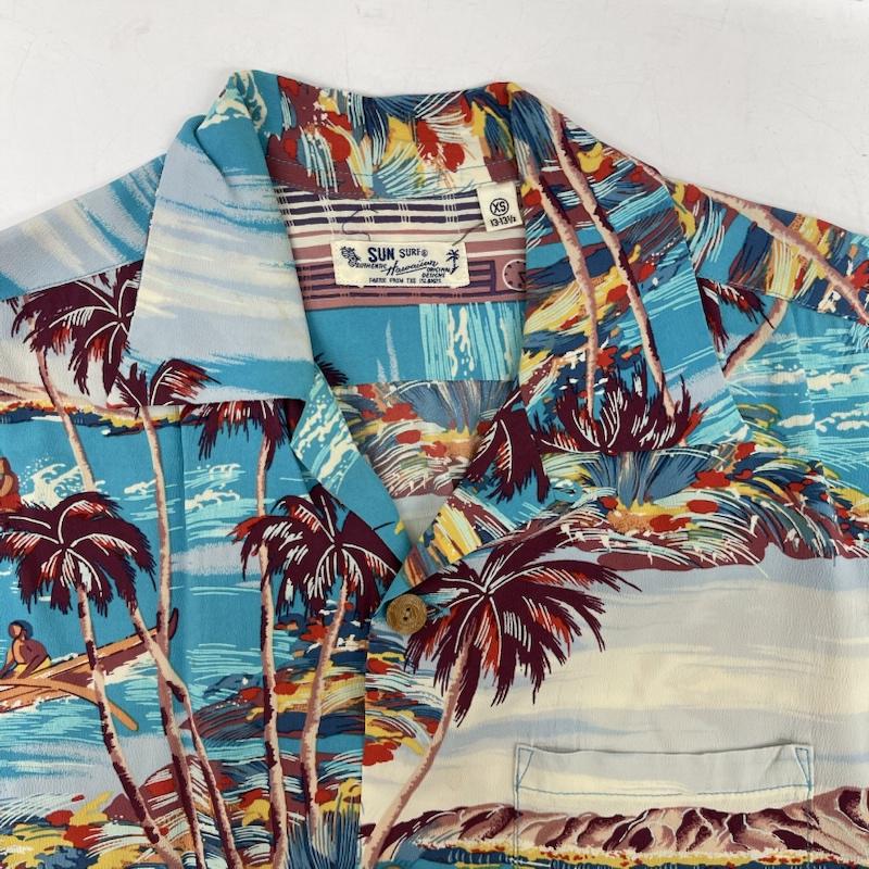 サンサーフ SUN SURF シャツ、ブラウス 半袖 アロハ シャツ SURF ON CLOUD NINE SS37470 XS 水色 / ライトブルー / メンズ USED 古着 中古 50155390