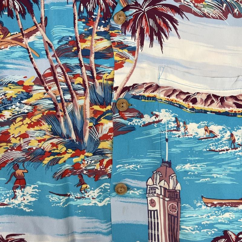 サンサーフ SUN SURF シャツ、ブラウス 半袖 アロハ シャツ SURF ON CLOUD NINE SS37470 XS 水色 / ライトブルー / メンズ USED 古着 中古 50155390