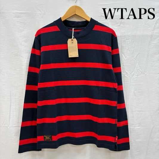 ダブルタップス WTAPS Tシャツ 長袖 15AW VADSQUE L/S ロングスリーブ ボーダー バスク Tシャツ 152ATDT-CSM15 M ボーダー柄 X ワンポイント X ロゴ、文字 赤 / レッド / red X 紺 / ネイビー / navy メンズ USED 古着 中古 50155391