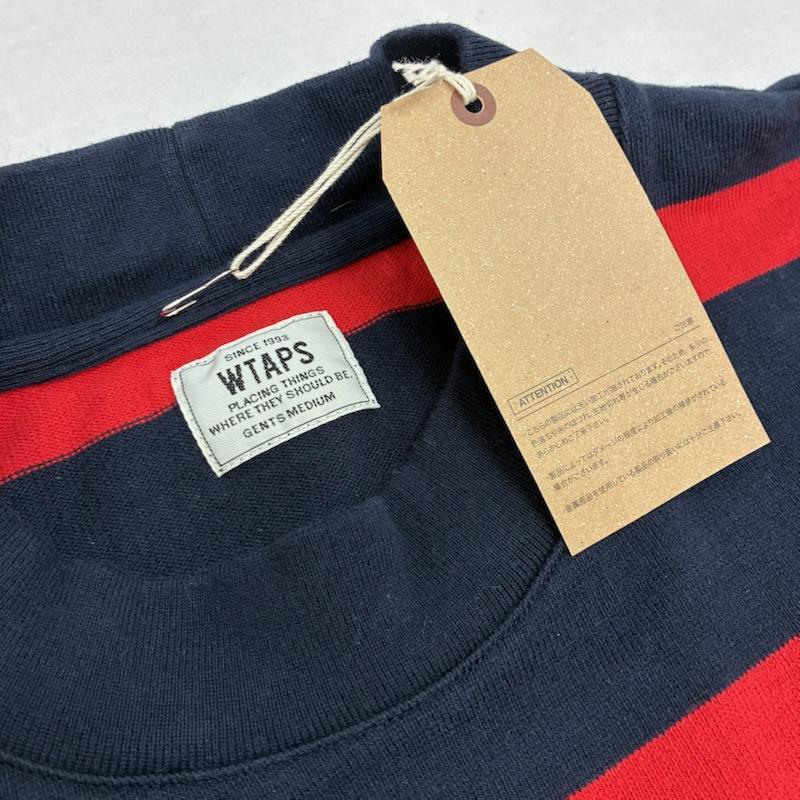 ダブルタップス WTAPS Tシャツ 長袖 15AW VADSQUE L/S ロングスリーブ ボーダー バスク Tシャツ 152ATDT-CSM15 M ボーダー柄 X ワンポイント X ロゴ、文字 赤 / レッド / red X 紺 / ネイビー / navy メンズ USED 古着 中古 50155391