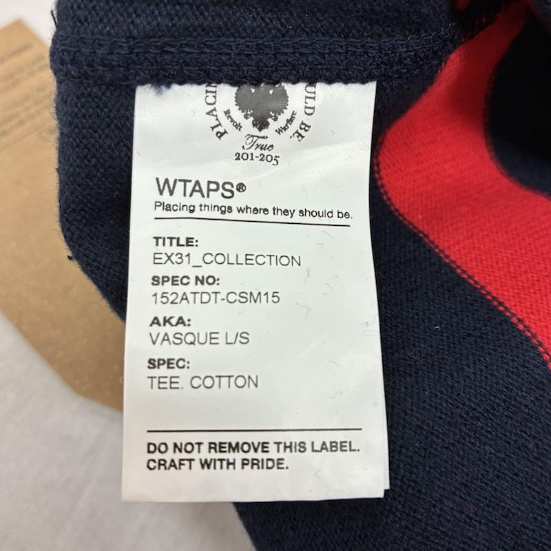 ダブルタップス WTAPS Tシャツ 長袖 15AW VADSQUE L/S ロングスリーブ ボーダー バスク Tシャツ 152ATDT-CSM15 M ボーダー柄 X ワンポイント X ロゴ、文字 赤 / レッド / red X 紺 / ネイビー / navy メンズ USED 古着 中古 50155391