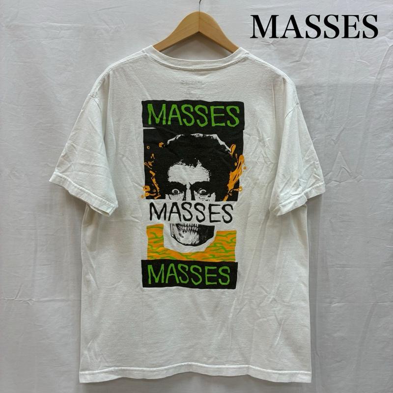 古着 USED Tシャツ 半袖 MASSES マシス T-SHIRT S/S MASS MAN Tシャツ L ロゴ、文字 X プリント 白 / ホワイト / white メンズ USED 古着 中古 50155394