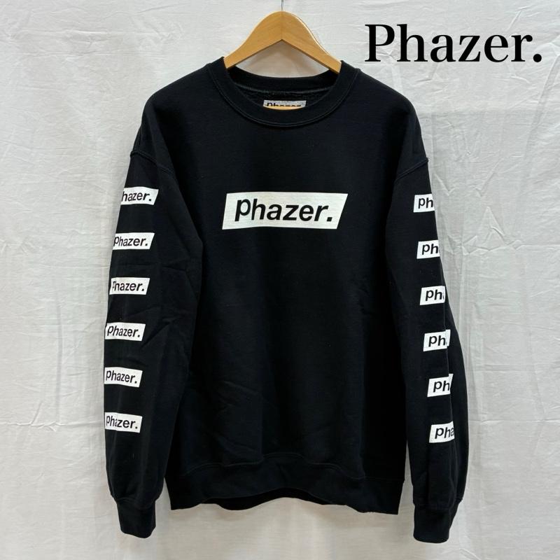 古着 USED トレーナー 長袖 Phazer tokyo フェイザー トーキョー クルーネック スウェット トレーナー - ロゴ、文字 X プリント 黒 / ブラック / black メンズ USED 古着 中古 50155404