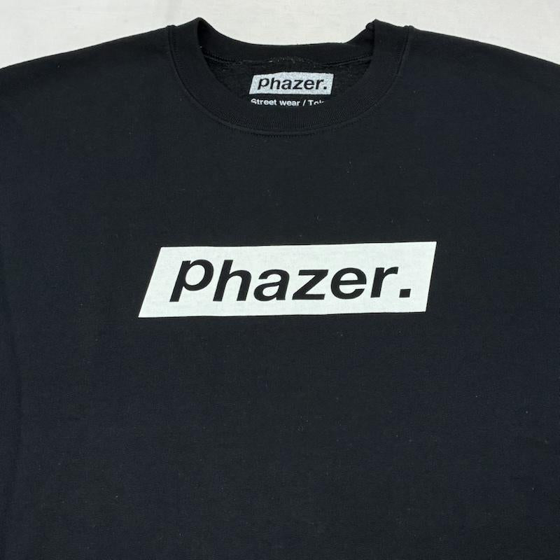 古着 USED トレーナー 長袖 Phazer tokyo フェイザー トーキョー クルーネック スウェット トレーナー - ロゴ、文字 X プリント 黒 / ブラック / black メンズ USED 古着 中古 50155404