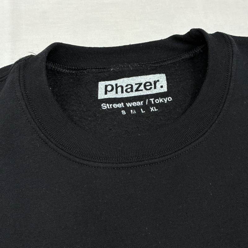 古着 USED トレーナー 長袖 Phazer tokyo フェイザー トーキョー クルーネック スウェット トレーナー - ロゴ、文字 X プリント 黒 / ブラック / black メンズ USED 古着 中古 50155404