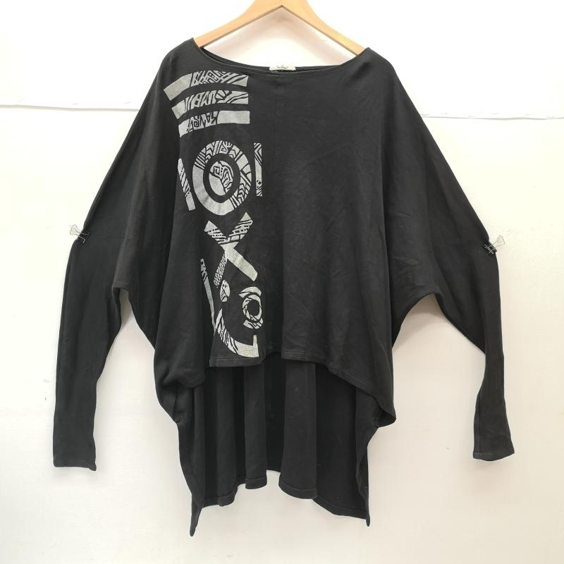 カンサイ ヤマモト KANSAI YAMAMOTO カットソー 長袖 80s 90s 変形 デカロゴ カットソー FREE 黒 / ブラック / black メンズ USED 古着 中古 50155446