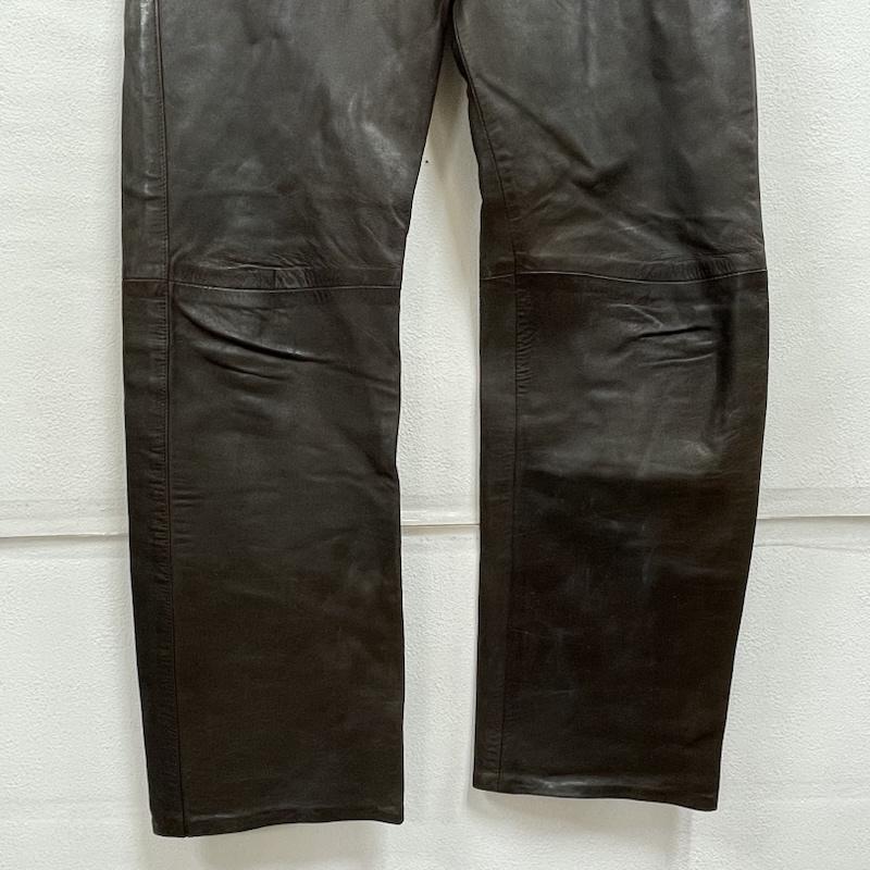レザー レザー ボトムス ボトムス REBELLE ストレート レザー パンツ ボタンフライ 40 無地 ダークブラウン / ダークブラウン / メンズ USED 古着 中古 50155447