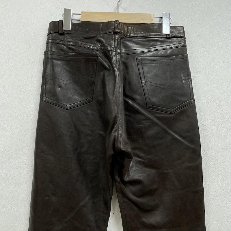 レザー レザー ボトムス ボトムス REBELLE ストレート レザー パンツ ボタンフライ 40 無地 ダークブラウン / ダークブラウン / メンズ USED 古着 中古 50155447