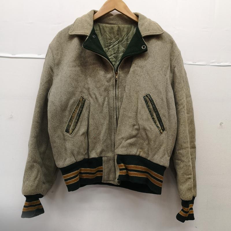 ヴィンテージ VINTAGE ジャケット、上着 ジャンパー、ブルゾン 50s 60s インディアンヘッド ワッペン フルジップ スタジャン 緑 / グリーン / green X 灰 / グレー / gray メンズ USED 古着 中古 50155449