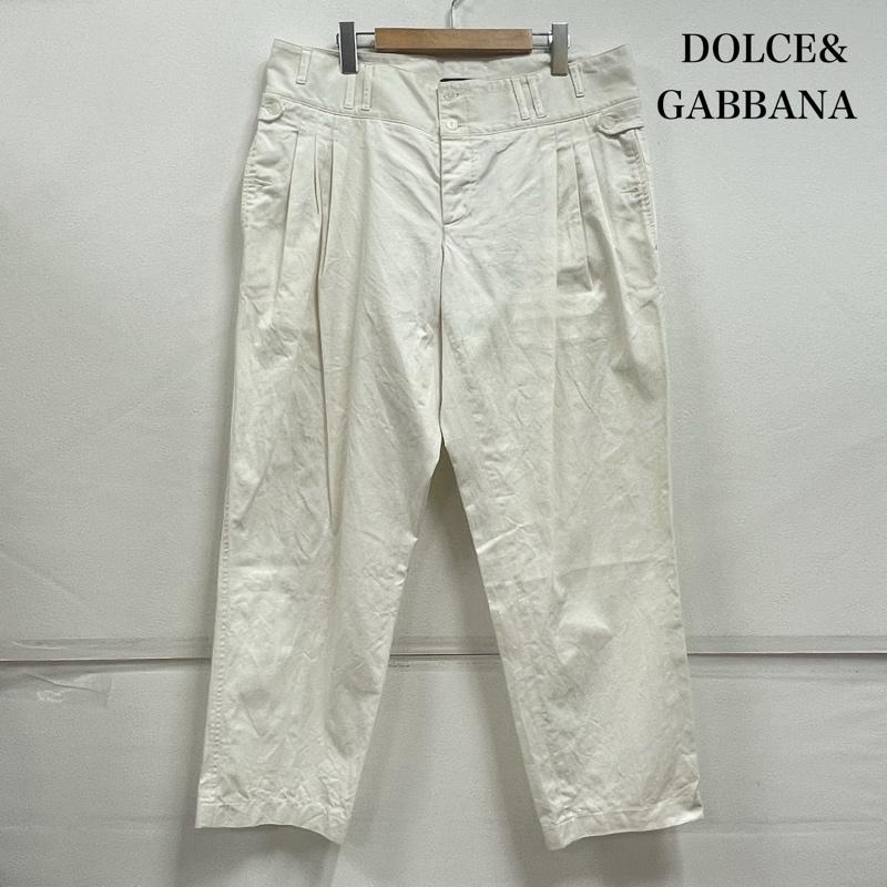 ドルチェアンドガッバーナ DOLCE&GABBANA パンツ ワークパンツ、ペインターパンツ ワイド タック パンツ ボタンフライ 52 無地 白 / ホワイト / white メンズ USED 古着 中古 50155470