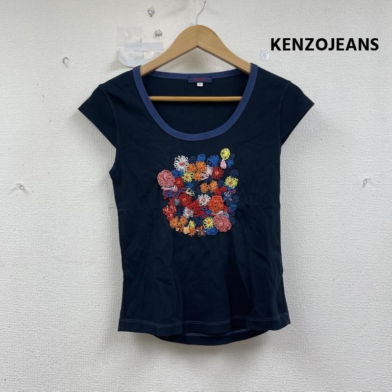 ケンゾージーンズ KENZOJEANS Tシャツ 半袖 ミッドナイトブルー 刺繍 コットン ニット Tシャツ S 紺 / ネイビー / navy レディース USED 古着 中古 50155482