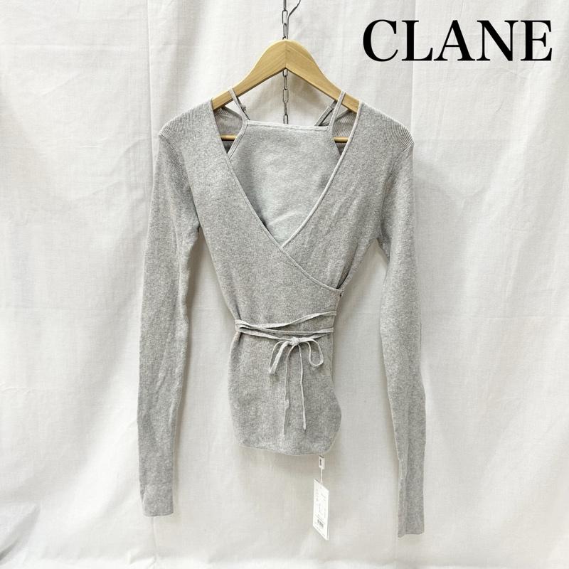 クラネ CLANE ニット、セーター 長袖 CAMISOLE SET CACHECOEUR KNIT TOPS キャミソールセットカシュクールニットトップス 18106-2022 1 無地 灰 / グレー / gray レディース USED 古着 中古 50155491