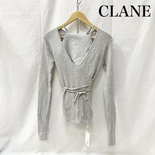 クラネ CLANE ニット、セーター 長袖 CAMISOLE SET CACHECOEUR KNIT TOPS キャミソールセットカシュクールニットトップス 18106-2022 1 無地 灰 / グレー / gray レディース USED 古着 中古 50155491