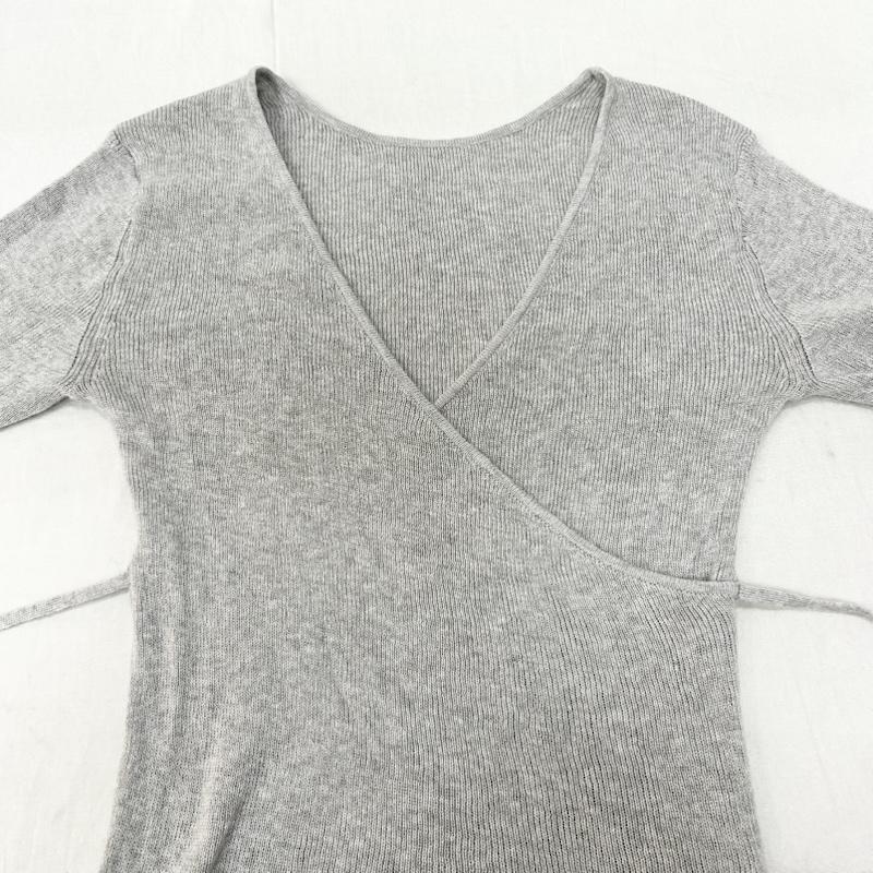 クラネ CLANE ニット、セーター 長袖 CAMISOLE SET CACHECOEUR KNIT TOPS キャミソールセットカシュクールニットトップス 18106-2022 1 無地 灰 / グレー / gray レディース USED 古着 中古 50155491