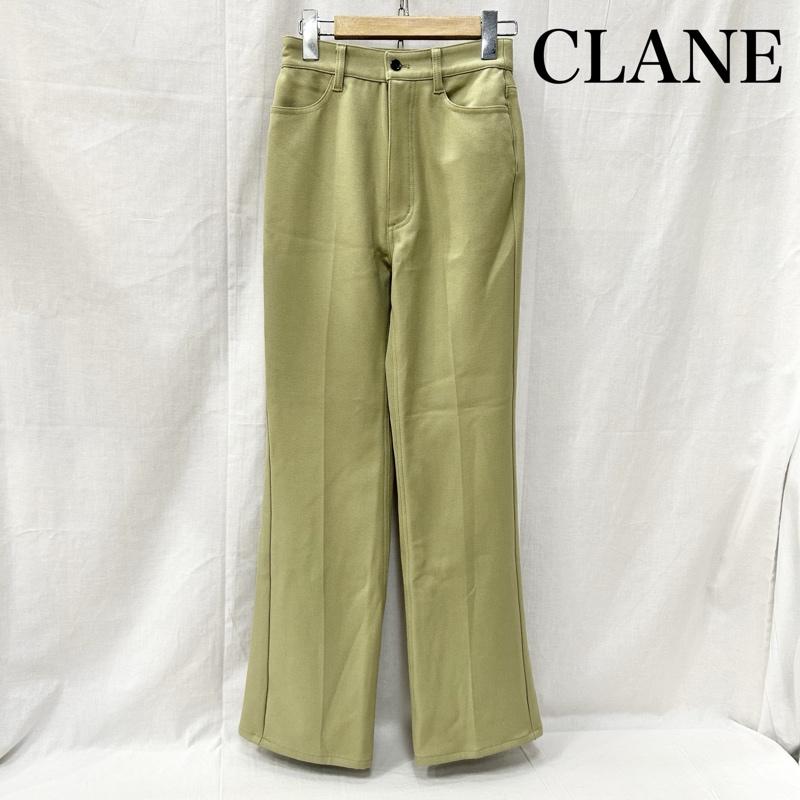 クラネ CLANE パンツ スラックス べーシックブーツカットパンツ 10110-7062 股上深め センタープレス加工 ハイウエスト 0 無地 薄緑 / ライトグリーン / レディース USED 古着 中古 50155494