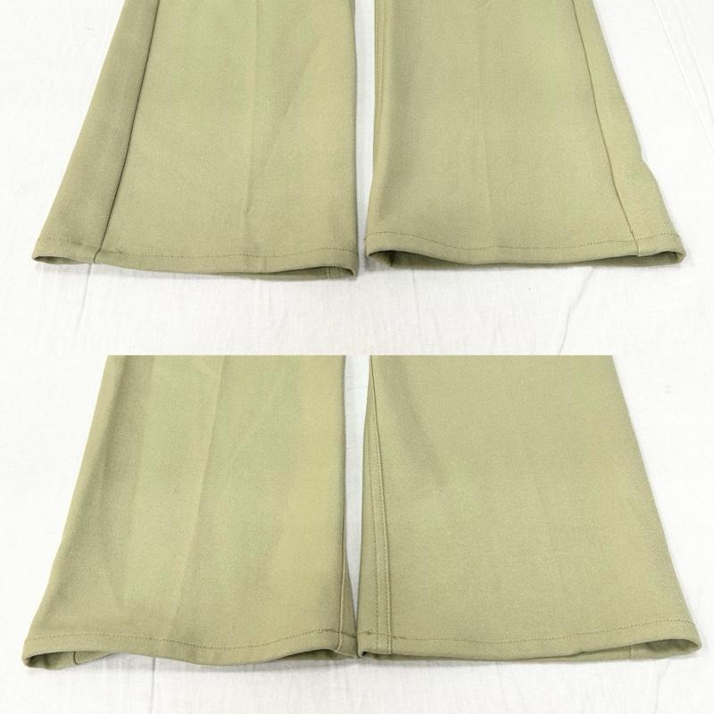 クラネ CLANE パンツ スラックス べーシックブーツカットパンツ 10110-7062 股上深め センタープレス加工 ハイウエスト 0 無地 薄緑 / ライトグリーン / レディース USED 古着 中古 50155494